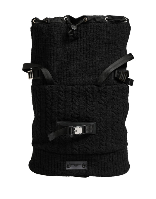 Dolce & Gabbana Black Tricot Wool Blend Duffel Backpack Travel Borse Bag - YSONA