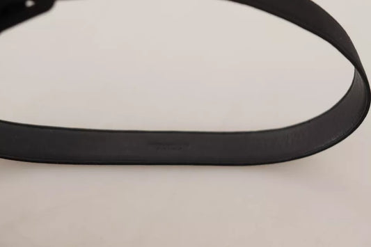 Dolce & Gabbana Black Velvet Leather Logo Waist Buckle Belt - YSONA