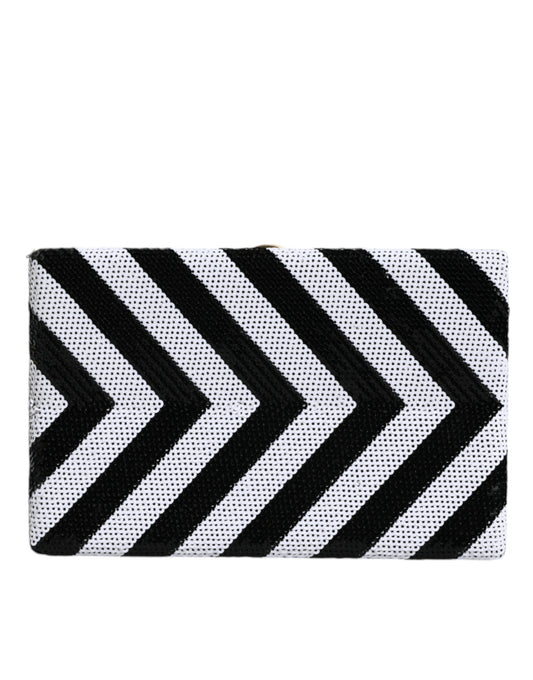 Dolce & Gabbana Black White Gold Frame Clutch Evening Party Purse Bag - YSONA