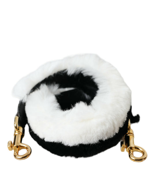 Dolce & Gabbana Black White Lapin Fur Accessory Shoulder Strap - YSONA