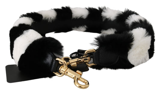 Dolce & Gabbana Black White Lapin Fur Accessory Shoulder Strap - YSONA