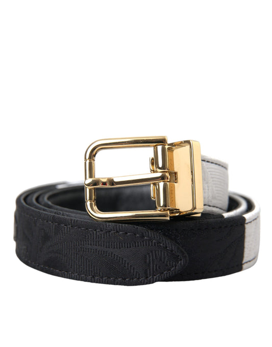 Dolce & Gabbana Black White Patchwork Gold Metal Buckle Belt - YSONA