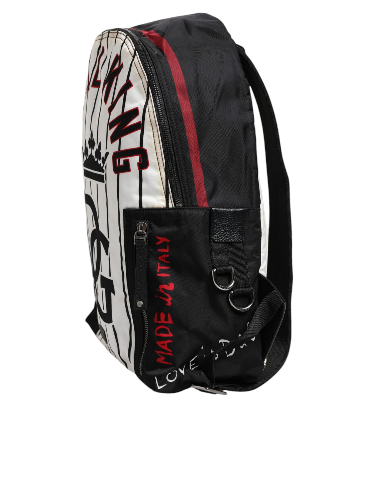 Dolce & Gabbana Black White Vulcano Royal King Print Men Backpack Bag - view 4
