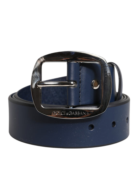 Dolce & Gabbana Blue Calf Leather Classic Metal Buckle Belt - YSONA