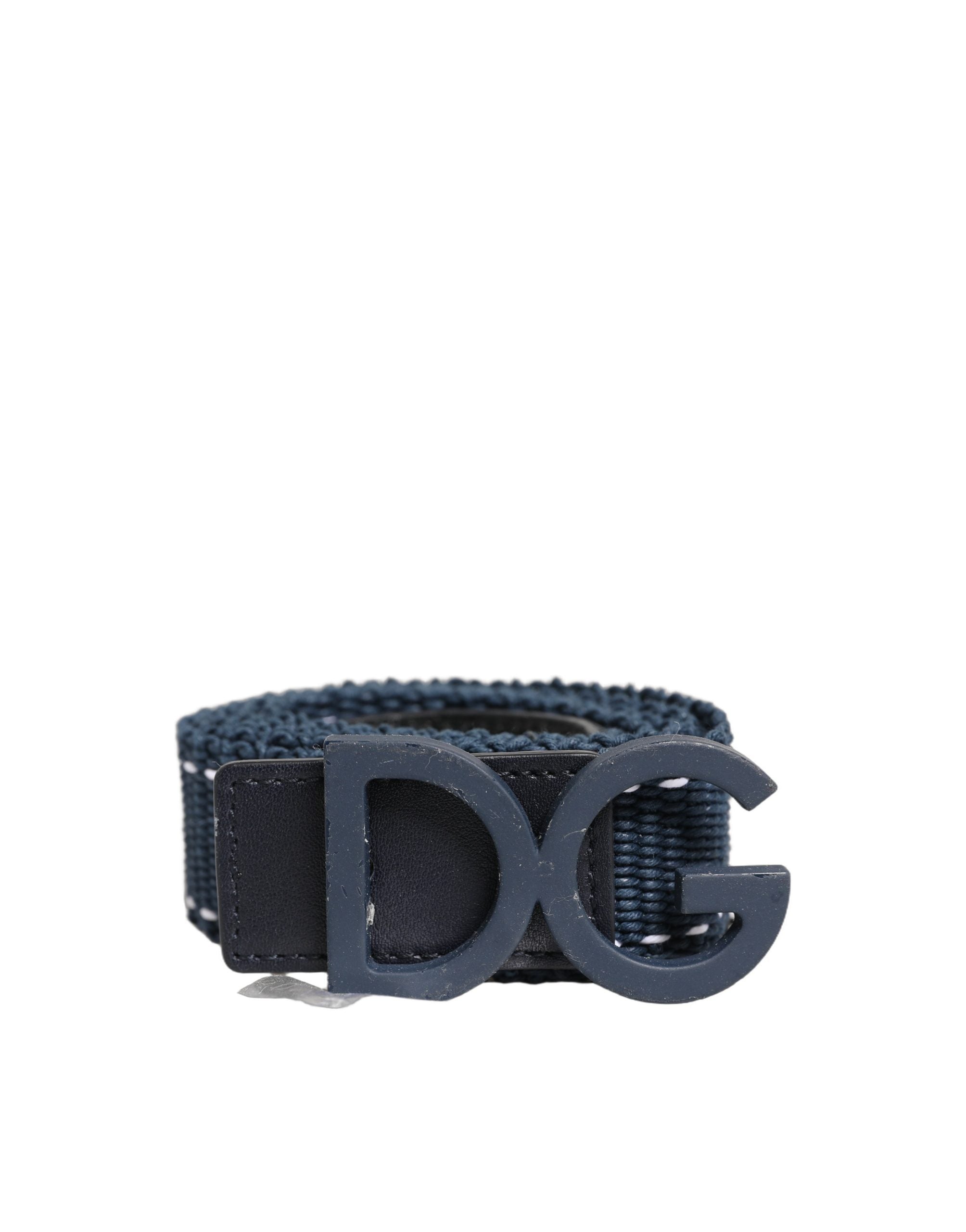 Dolce & Gabbana Blue Cotton Canvas DG Logo Metal Buckle Belt - YSONA
