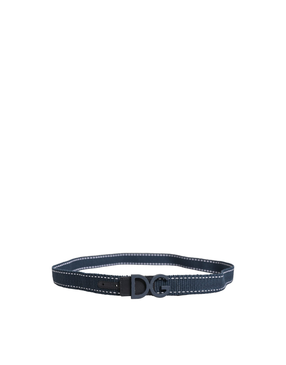 Dolce & Gabbana Blue Cotton Canvas DG Logo Metal Buckle Belt - view 3