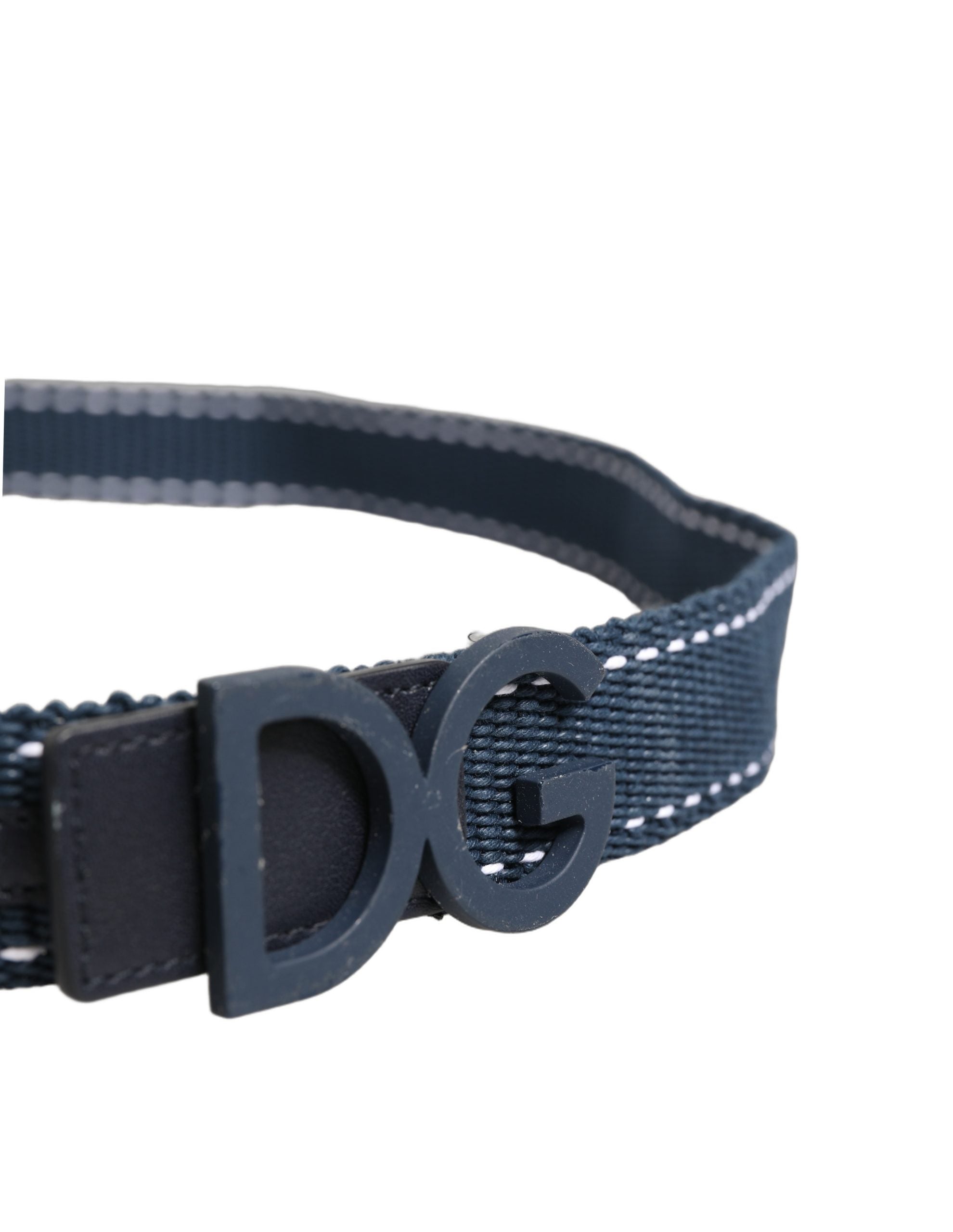 Dolce & Gabbana Blue Cotton Canvas DG Logo Metal Buckle Belt - view 4