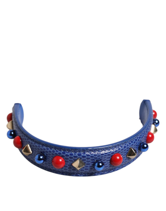 Dolce & Gabbana Blue Embellished Leather Bag Handle Women Shoulder Strap - YSONA