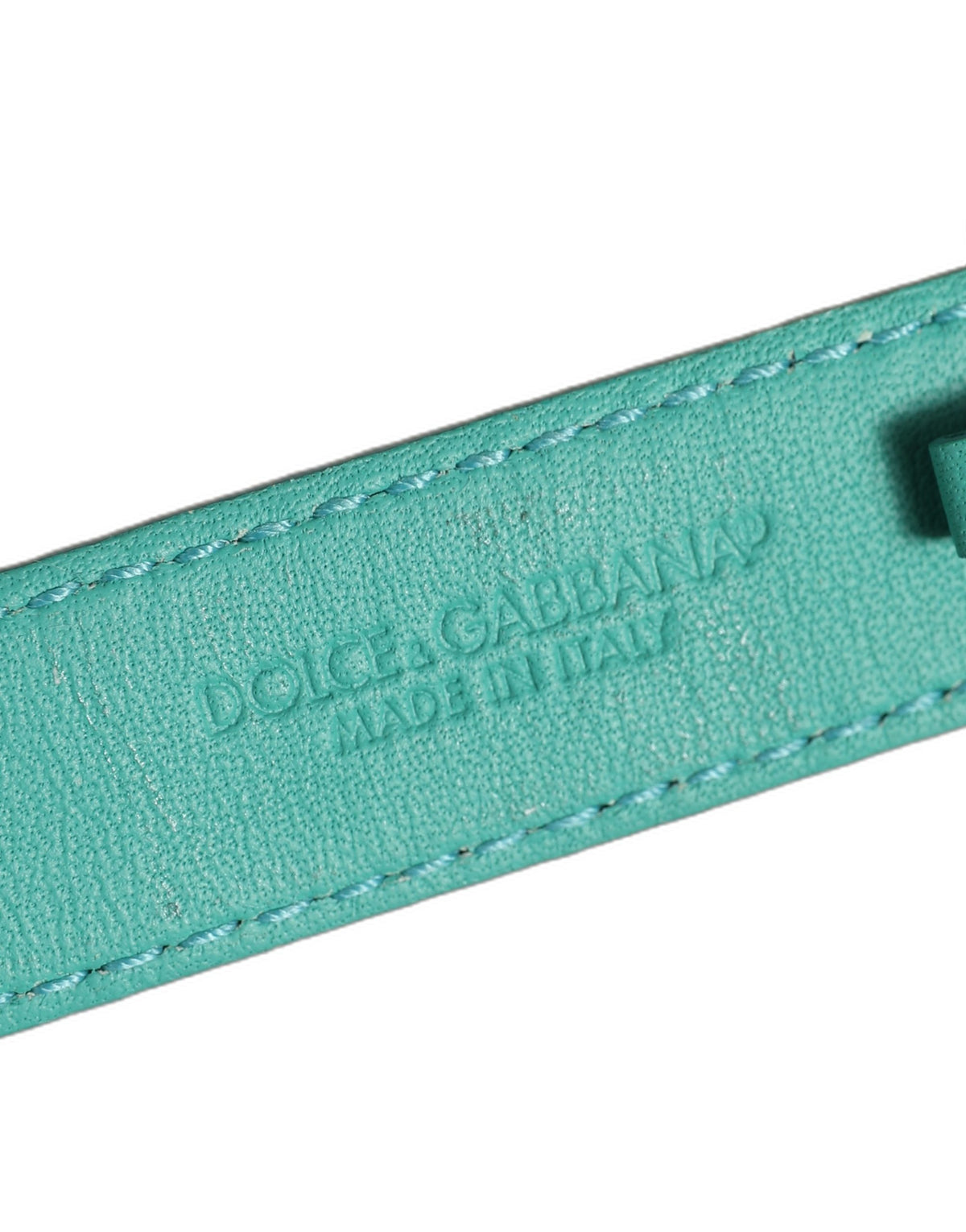 Dolce & Gabbana Blue Embossed Leather Gold Buckle Belt Strap Bracelet - view 3