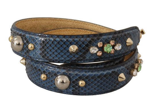 Dolce & Gabbana Blue Exotic Leather Crystals Shoulder Strap - YSONA
