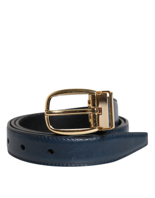 Dolce & Gabbana Blue Leather Metal Buckle Classic Belt - YSONA
