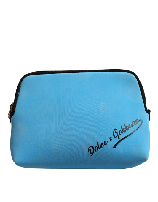 Dolce & Gabbana Blue Nylon DG Logo Print Clutch Zip Pouch Bag - YSONA