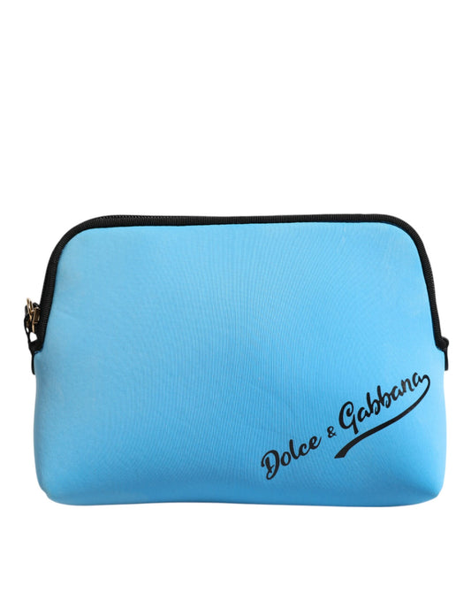 Dolce & Gabbana Blue Nylon DG Logo Print Clutch Zip Pouch Bag - YSONA
