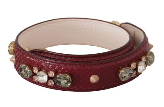 Dolce & Gabbana Bordeaux Leather Crystals Bag Shoulder Strap - YSONA