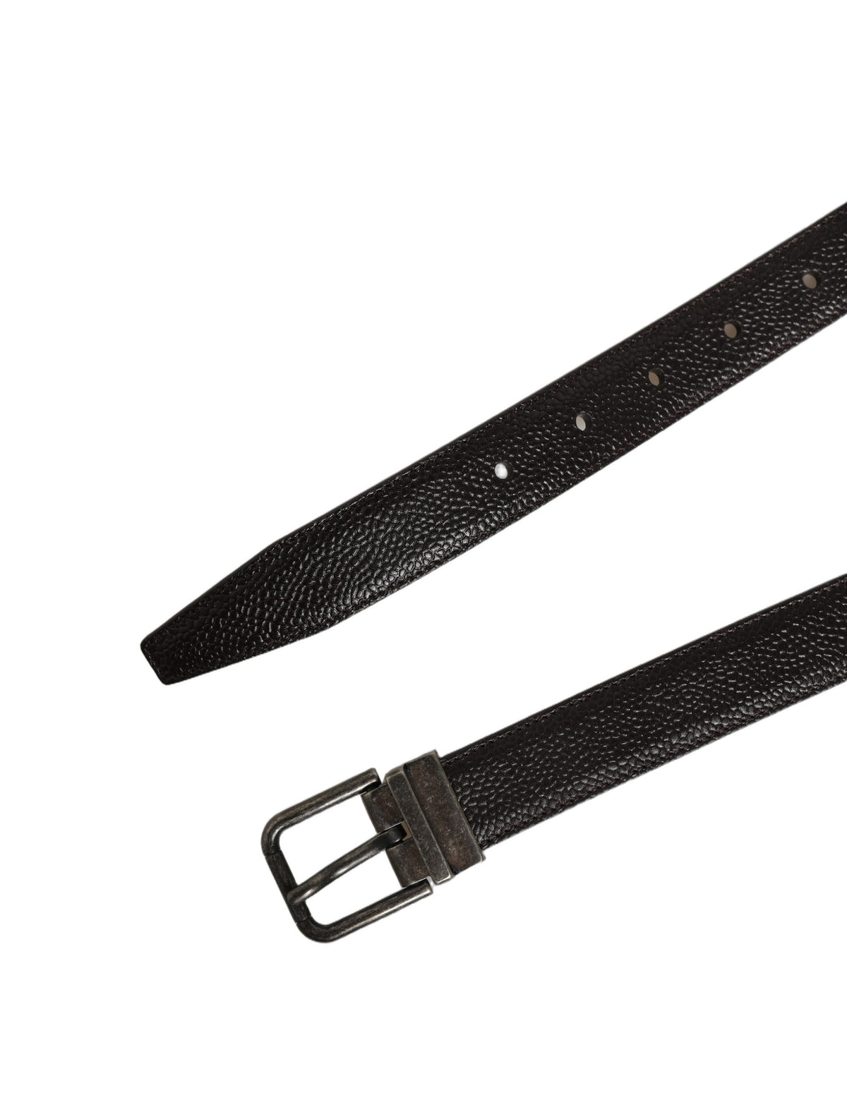 Dolce & Gabbana Brown Calf Leather Vintage Style Silver Buckle Belt - YSONA