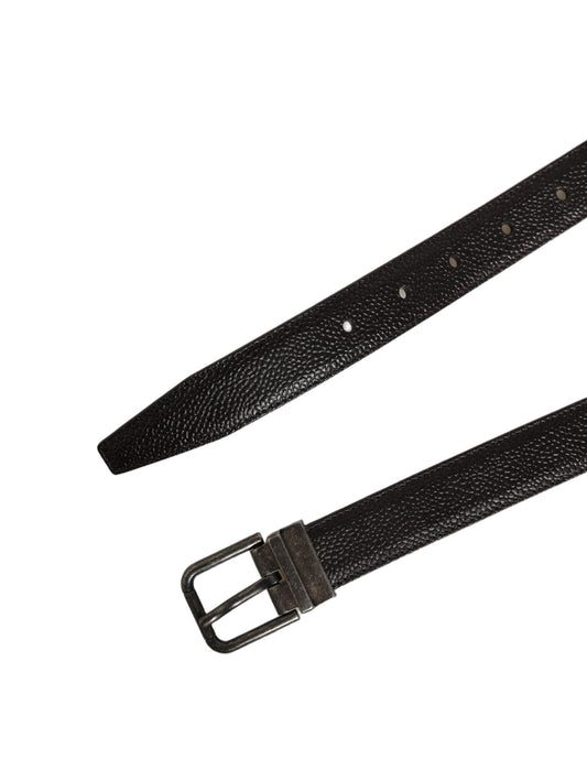 Dolce & Gabbana Brown Calf Leather Vintage Style Silver Buckle Belt - YSONA
