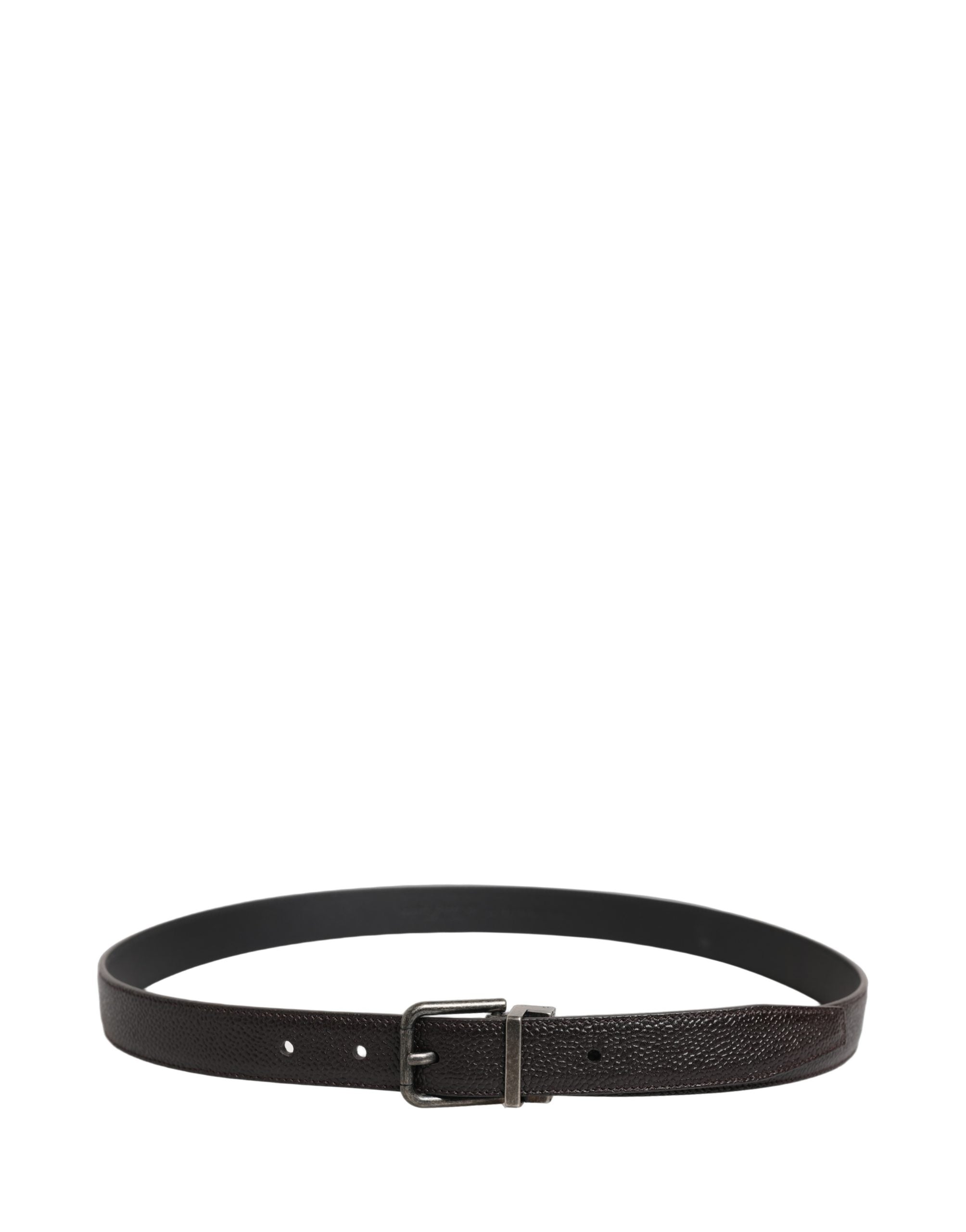 Dolce & Gabbana Brown Calf Leather Vintage Style Silver Buckle Belt - view 5