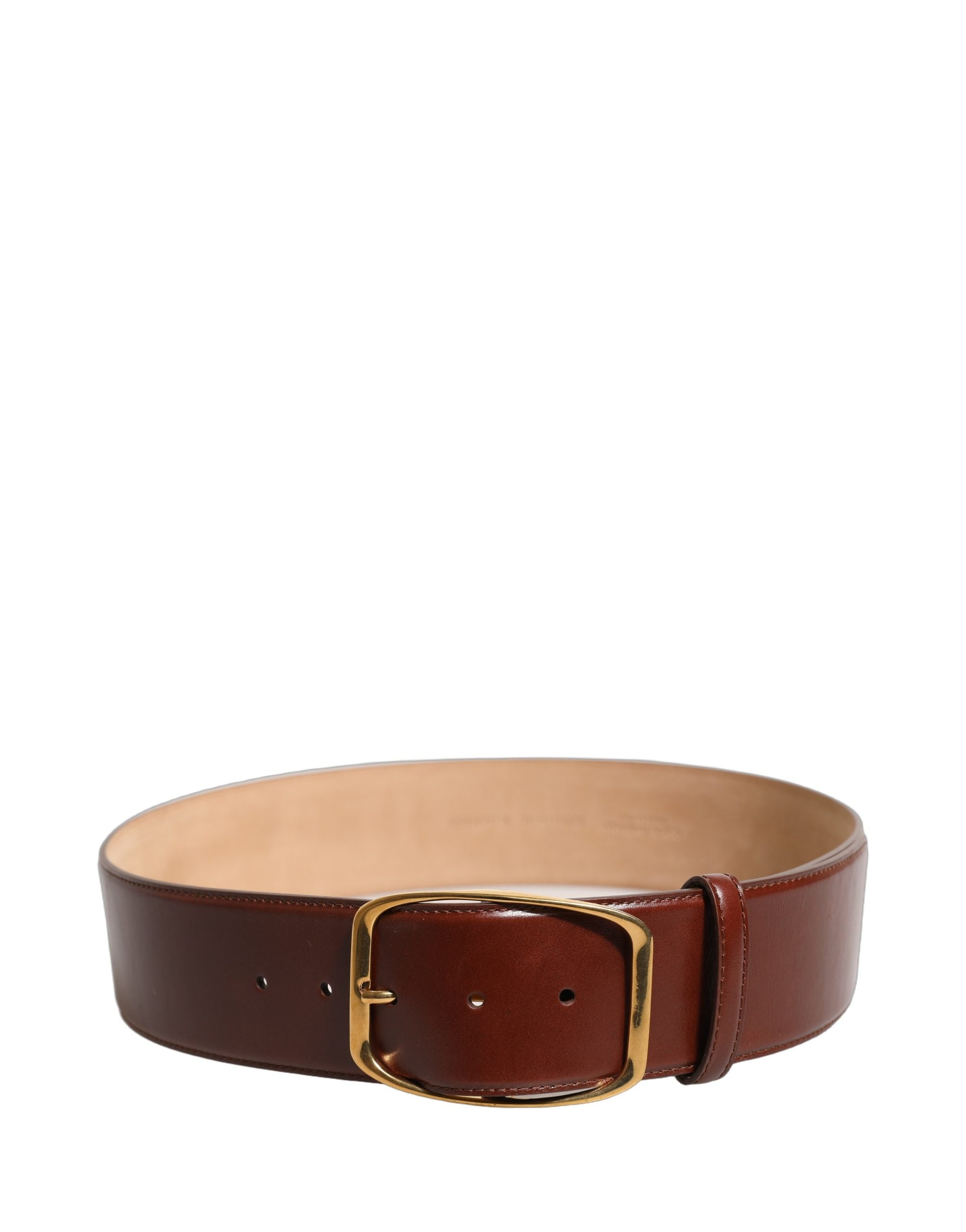 Dolce & Gabbana Brown Calfskin Leather Gold Metal Buckle Belt - view 4