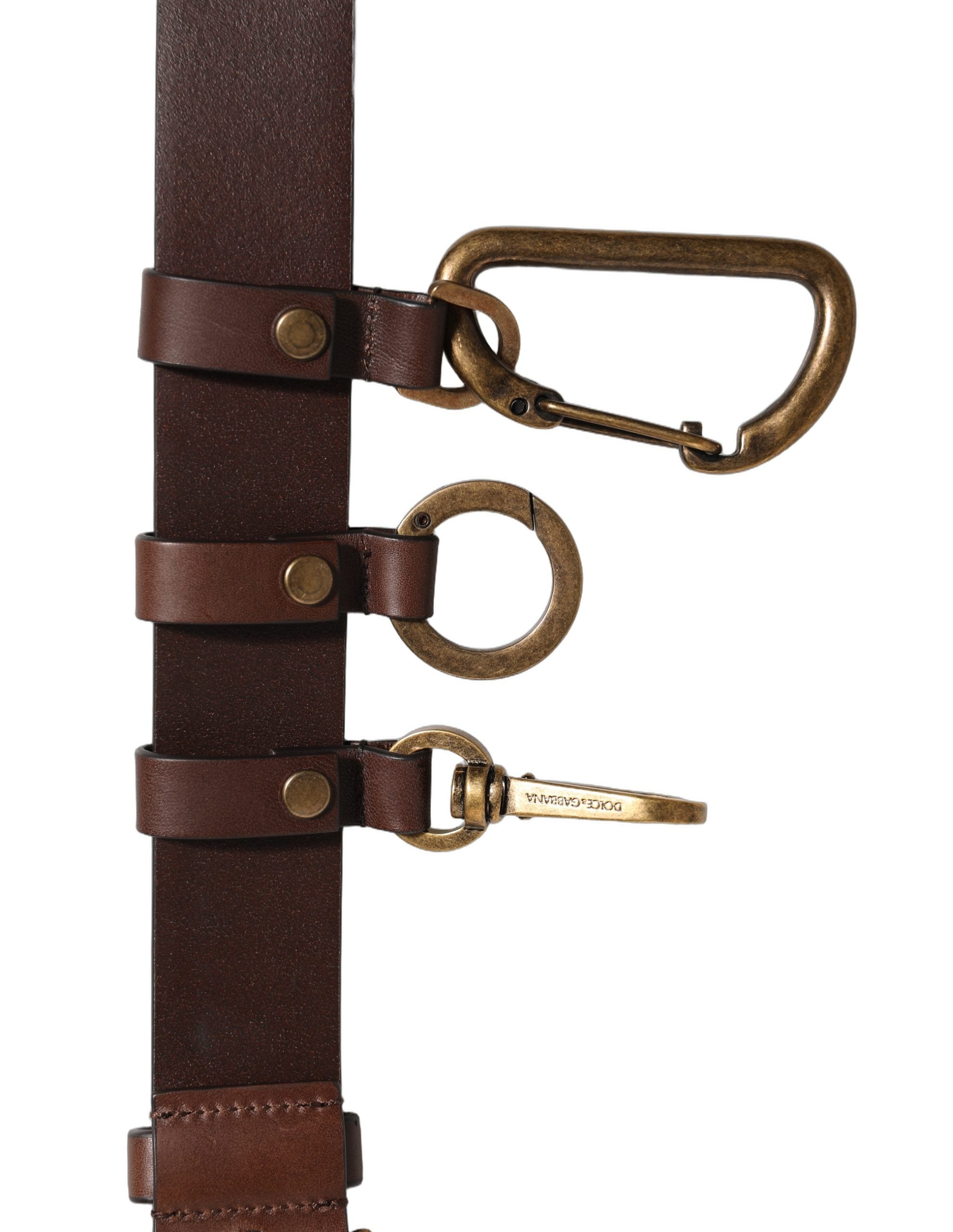 Dolce & Gabbana Brown Calfskin Leather Gold Metal Buckle Belt - YSONA