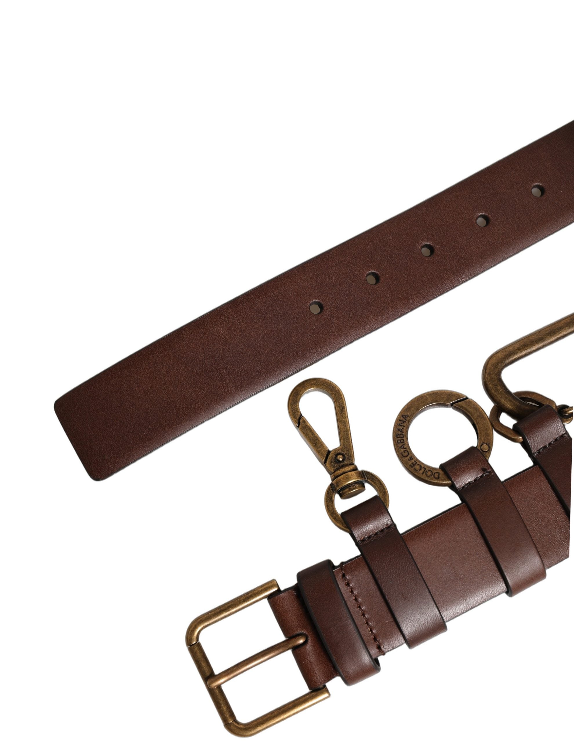 Dolce & Gabbana Brown Calfskin Leather Gold Metal Buckle Belt - view 2