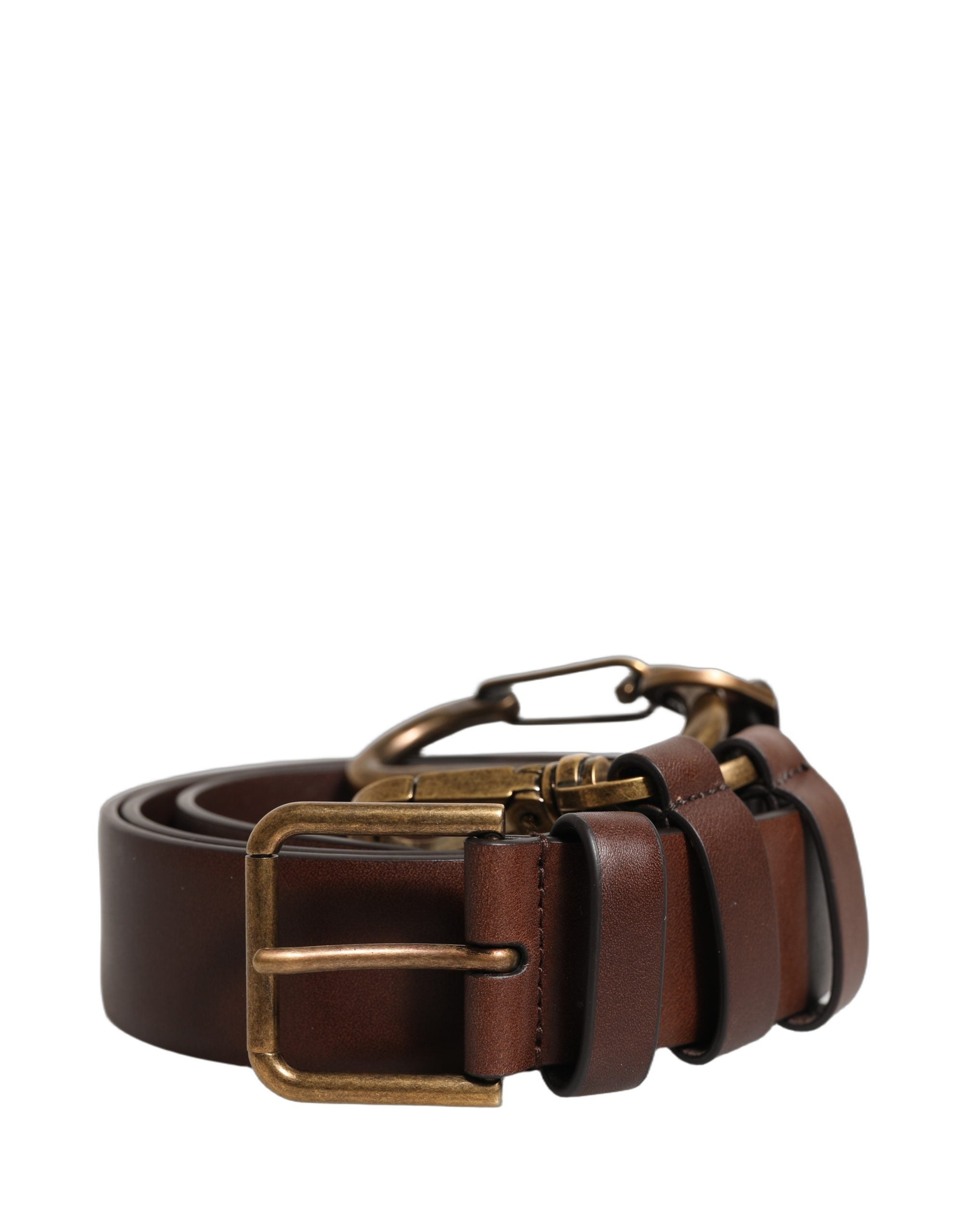 Dolce & Gabbana Brown Calfskin Leather Gold Metal Buckle Belt - view 3