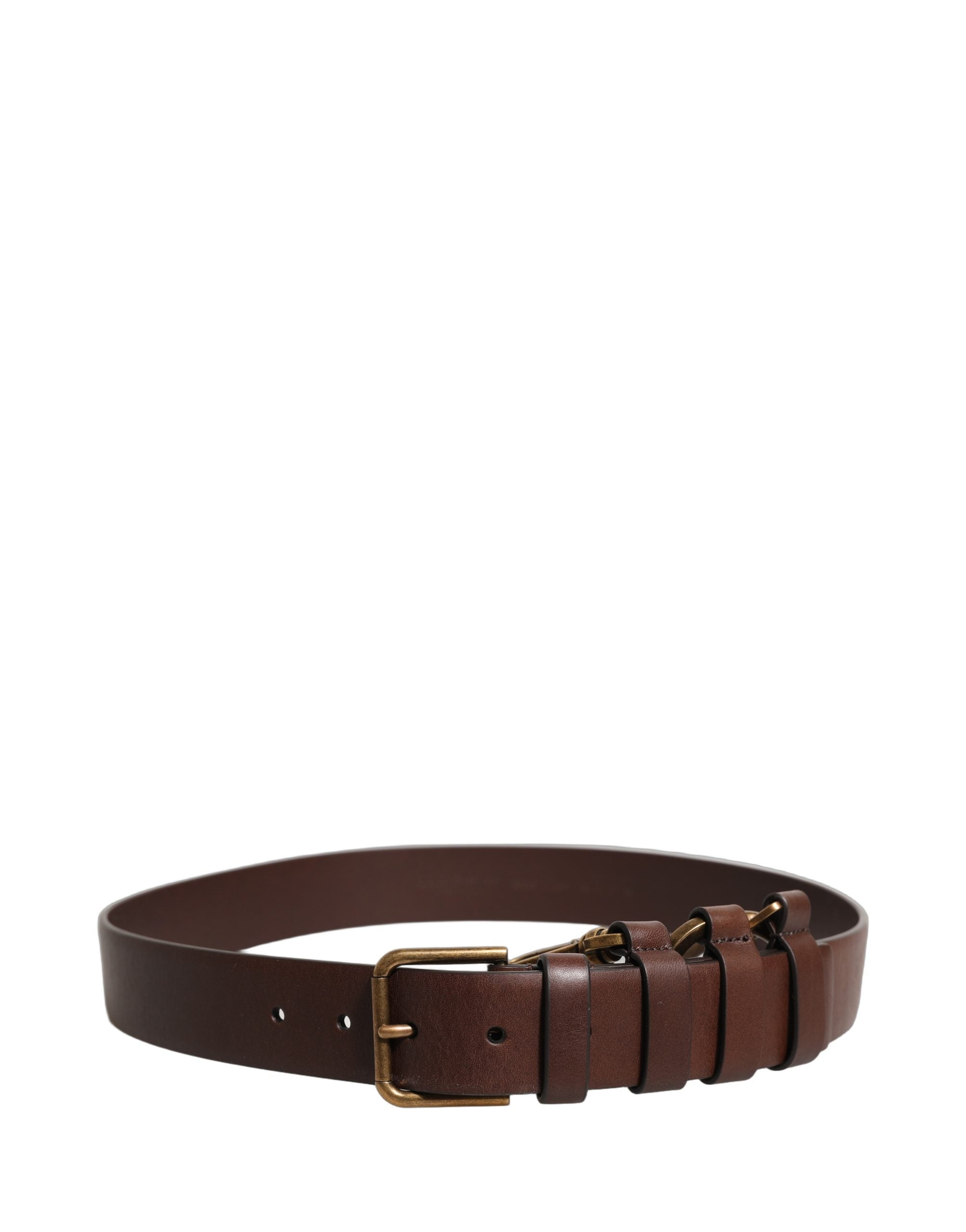 Dolce & Gabbana Brown Calfskin Leather Gold Metal Buckle Belt - view 5