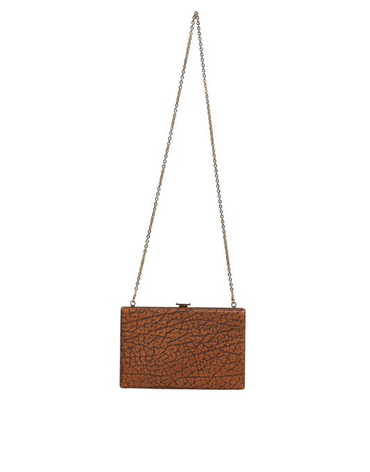Dolce & Gabbana Brown Leather Gold Frame Clutch Mini Crossbody Bag - YSONA