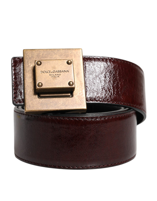 Dolce & Gabbana Brown Leather Gold Metal Buckle Classic Belt - YSONA