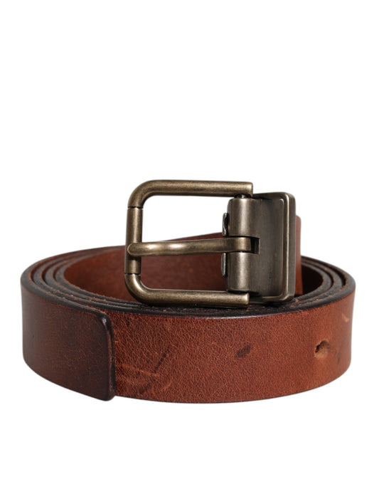 Dolce & Gabbana Brown Leather Metal Buckle Classic Belt - YSONA