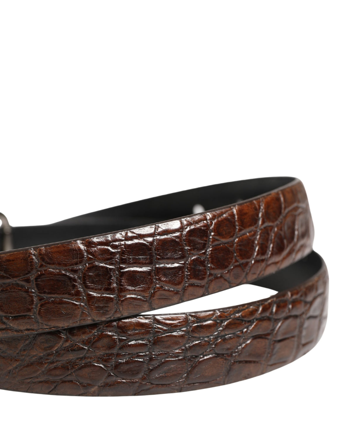 Dolce & Gabbana Brown Leather Silver Tone Metal Buckle Belt - view 4
