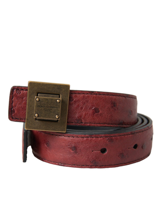 Dolce & Gabbana Brown Leather Square Metal Buckle Belt - YSONA