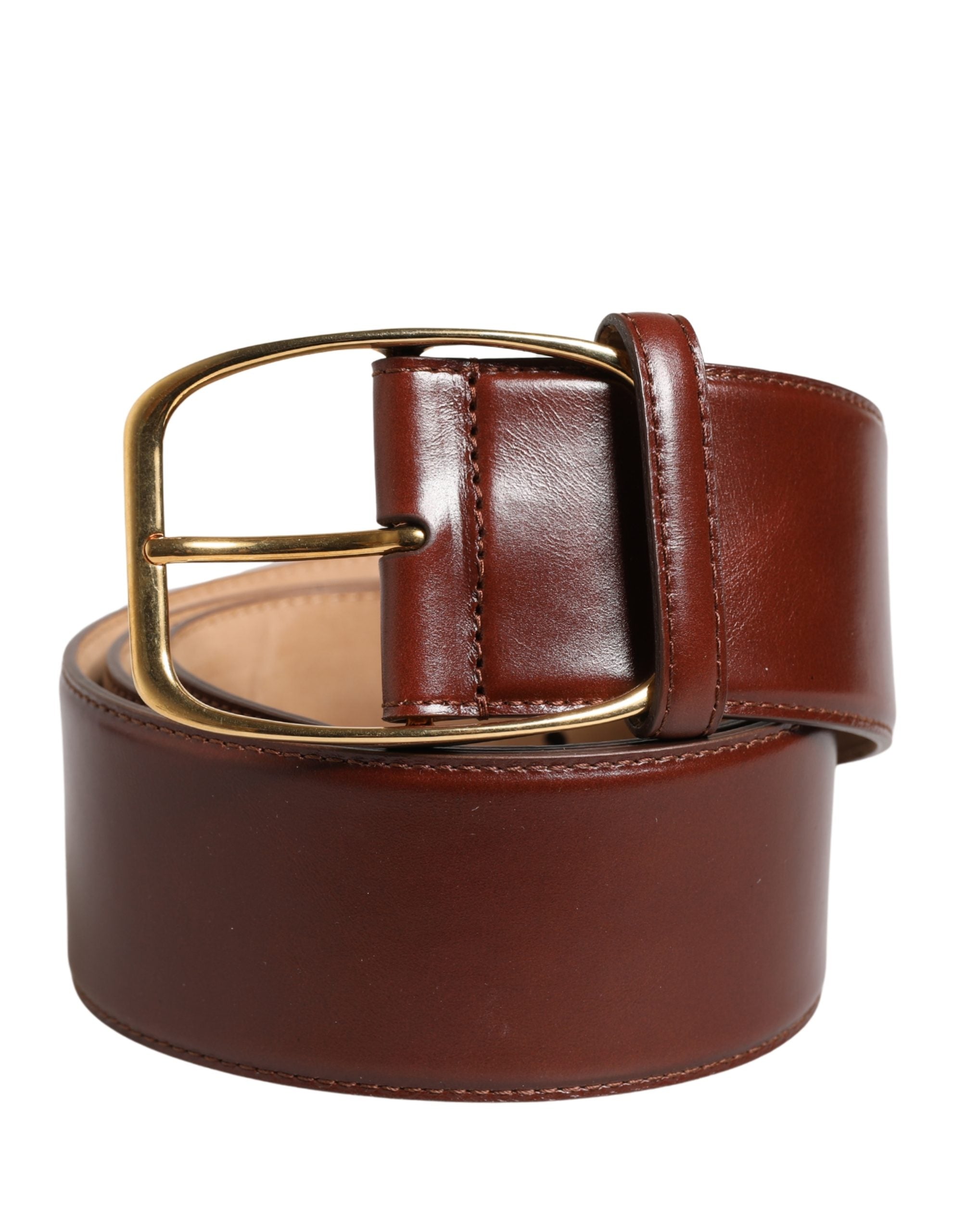 Dolce & Gabbana Brown Leather Waist Gold Metal Buckle Belt - view 2