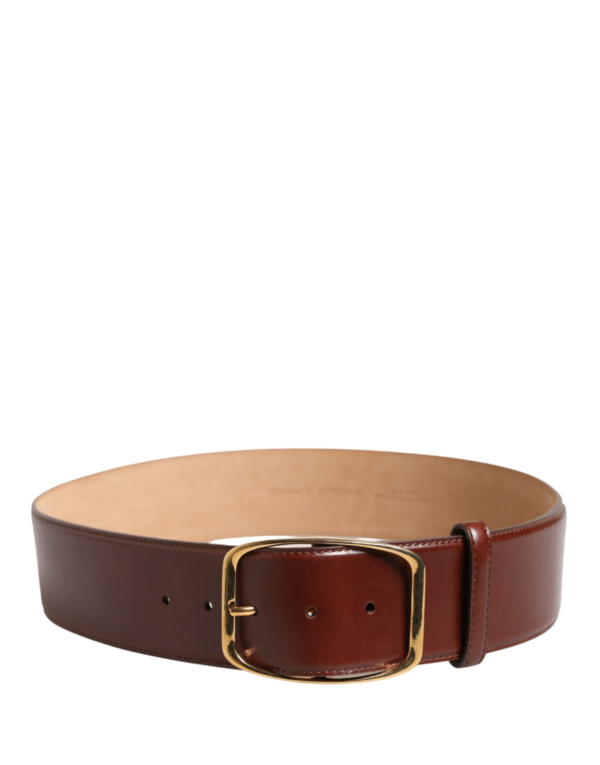Dolce & Gabbana Brown Leather Waist Gold Metal Buckle Belt - view 3