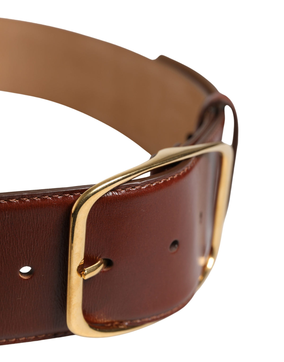 Dolce & Gabbana Brown Leather Waist Gold Metal Buckle Belt - view 4