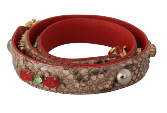 Dolce & Gabbana Brown Python Leather Crystals Shoulder Strap - YSONA