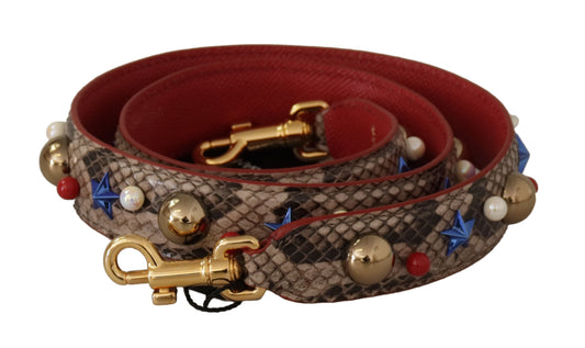Dolce & Gabbana Brown Python Leather Studded Shoulder Strap - YSONA