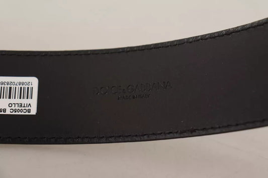 Dolce & Gabbana Dark Brown Leather Logo Engraved Metal Buckle Belt - YSONA