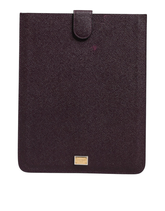 Dolce & Gabbana Dark Brown Leather Logo Plaque Cover Sleeve Tablet Case - YSONA
