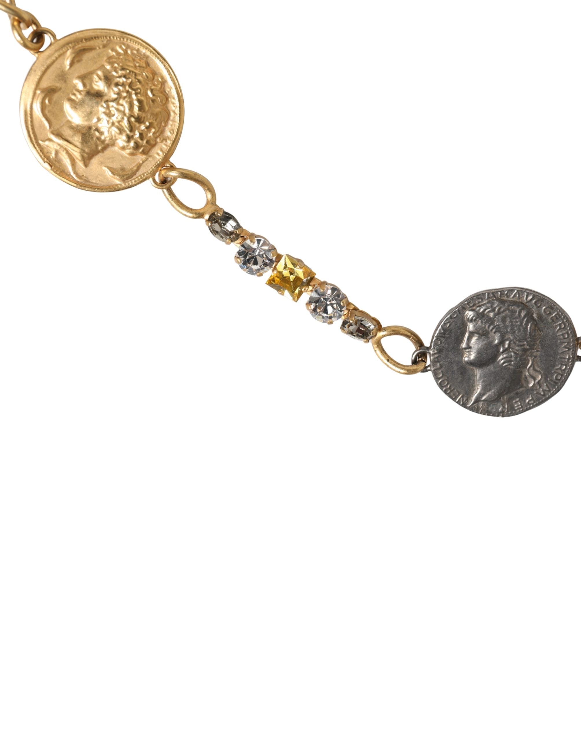 Dolce & Gabbana Gold Brass Chain Coin Embellished Metal Buckle Belt - view 5