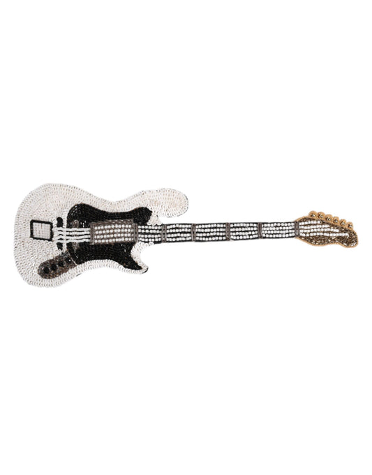 Dolce & Gabbana Gold Brass Logo Beaded Guitar Pin Brooch - YSONA