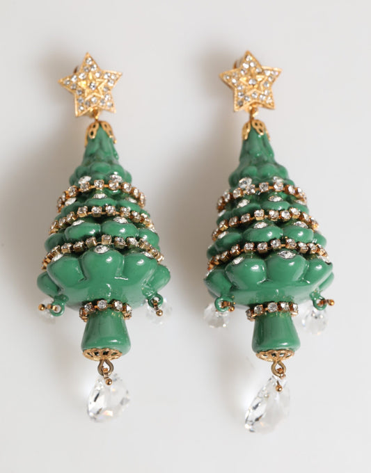 Dolce & Gabbana Gold Brass Multicolour Christmas Tree Earrings - YSONA
