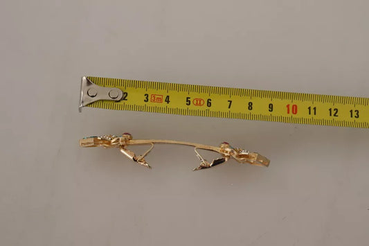 Dolce & Gabbana Gold Plated 925 Sterling Silver Crystal Collar Stop Brooch - YSONA