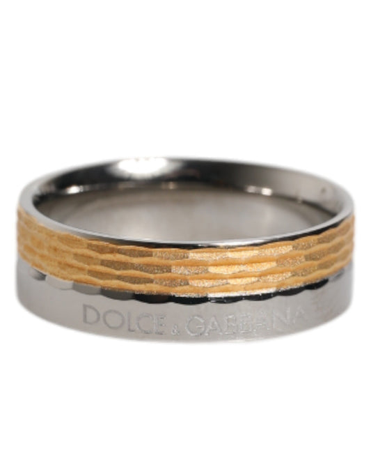 Dolce & Gabbana Gold Silver Tone Real Brass DG Logo Ring - YSONA