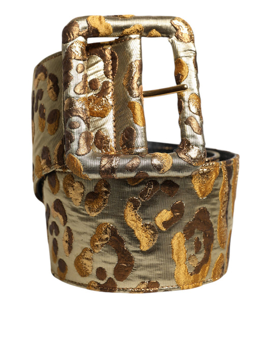 Dolce & Gabbana Gold Spotted Jacquard Fabric Wide Waist Belt - YSONA