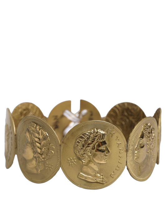 Dolce & Gabbana Gold Tone Brass Coin Metal Waist Cintura Belt - YSONA