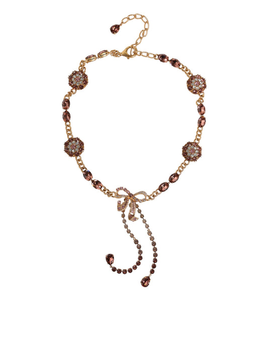 Dolce & Gabbana Gold Tone Brass Crystal Embellished Waist Chain Belt - YSONA