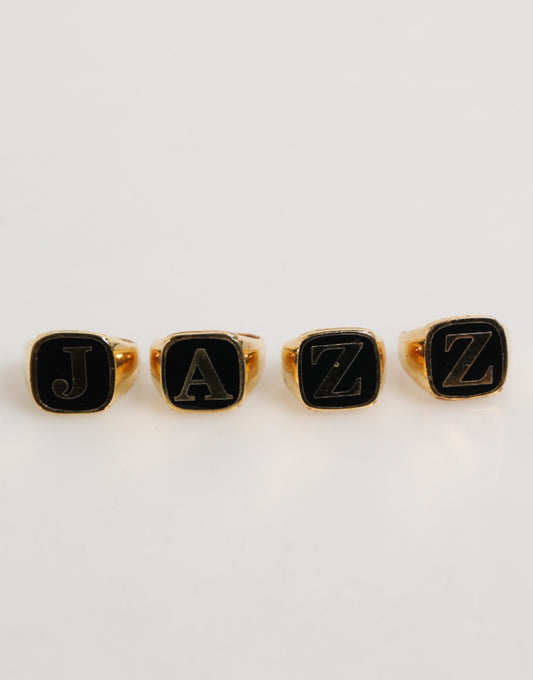 Dolce & Gabbana Gold Tone Brass JAZZ Letter Set 4 Pieces Adjustable Ring - YSONA
