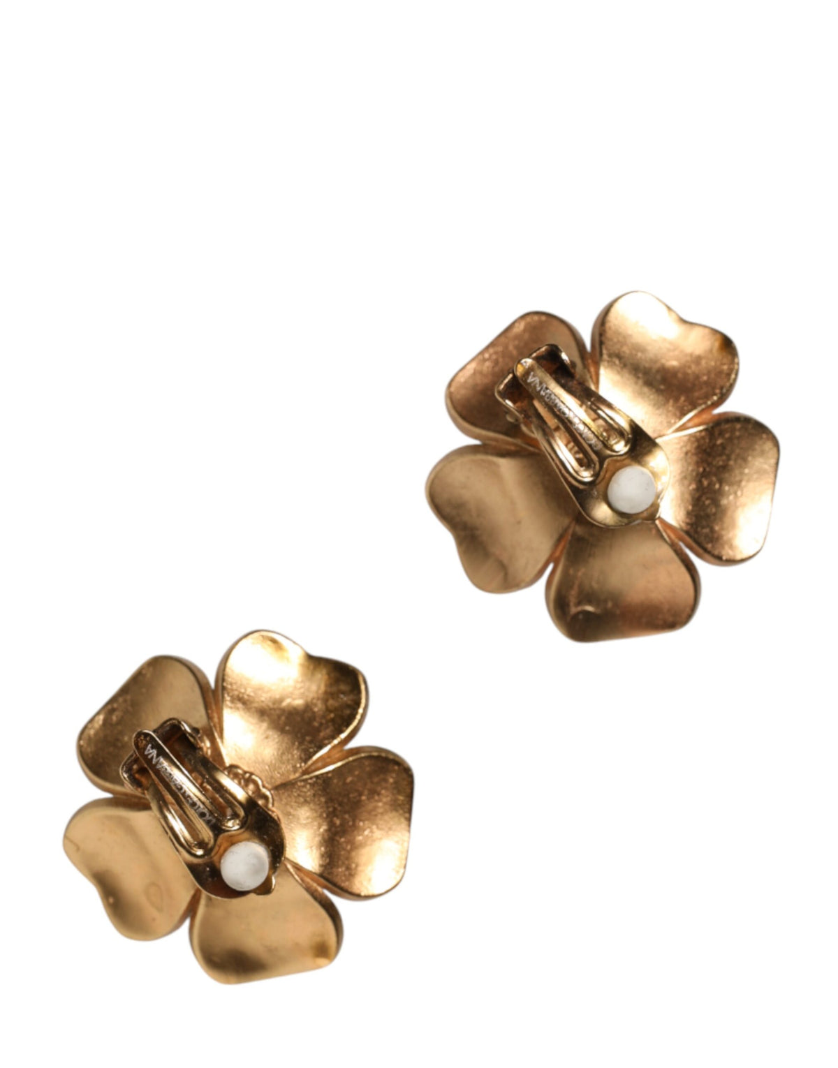 Dolce & Gabbana Gold Tone Maxi Faux Pearl Floral Clip-on Jewelry Earrings - view 4