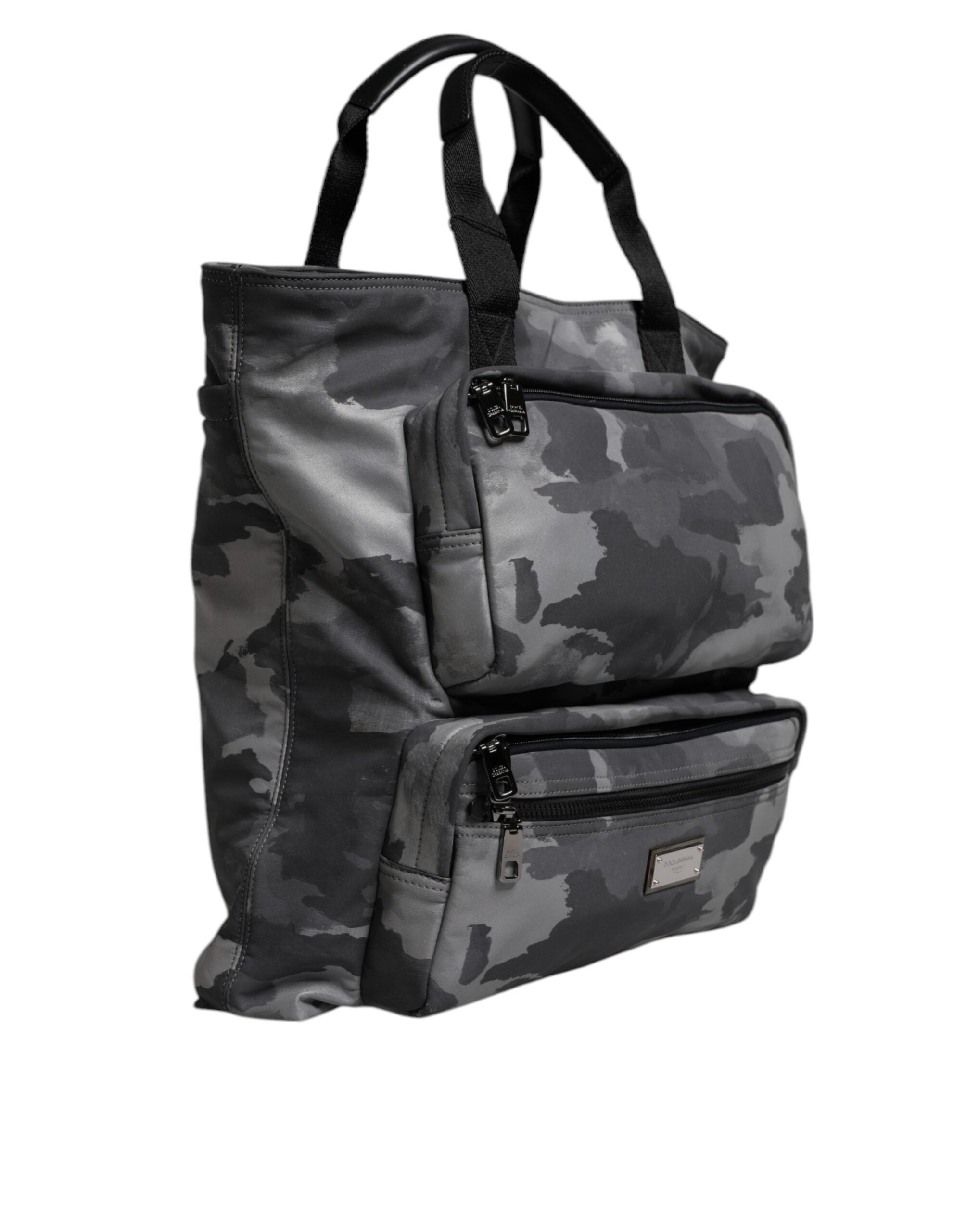 Dolce & Gabbana Gray Camo Cotton Multiple Compartments Tote Bag - view 4