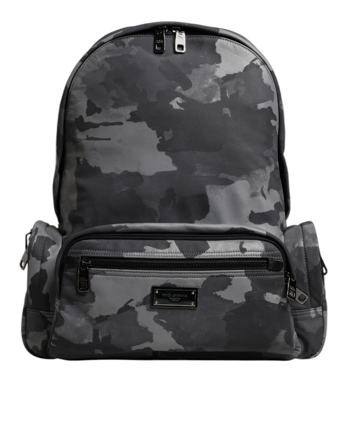 Dolce & Gabbana Gray Cotton Camouflage Logo Plaque Backpack Bag - view 2